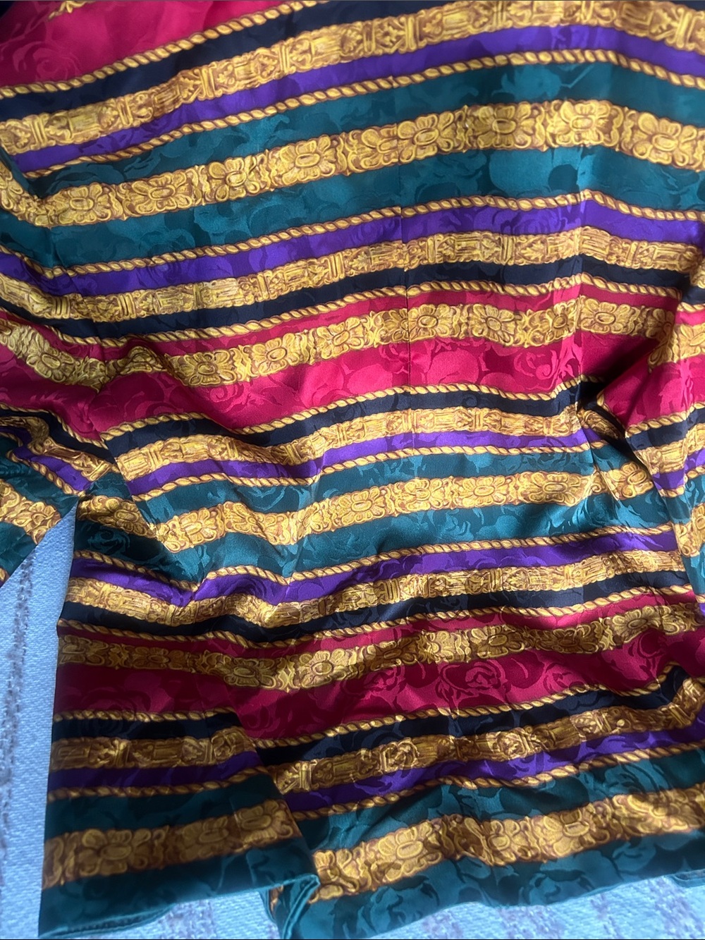 Vintage Talbots Petite 100% silk Striped Jacket in Red, Gold, Green, Purple - Picture 5 of 6